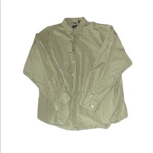 Light green with grey checkered stripes, Izod flannel